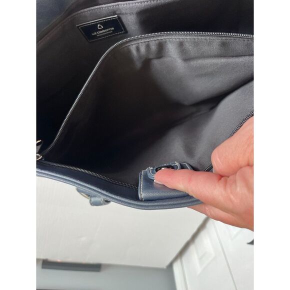 Liz Claiborne Womens Black Leather Double Handle Pocket Handbag Shoulder Bag - Picture 8 of 10